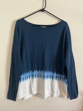 Vince Women’s Tie Dye Boatneck Cotton Knit Sweater Lightweight Medium